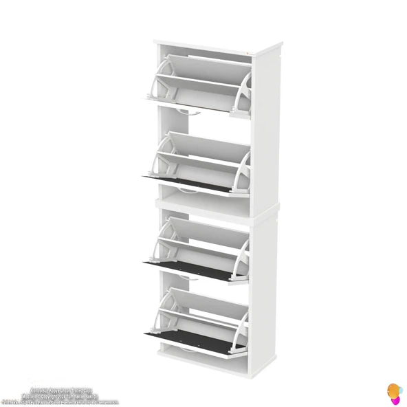 Modilayn UMAY' 2 Li Asma Antre Hol 52x 156x26 cm’ lik 4 Düşer Kapak 8 Raf Bölmeli Ayakkabılık - Resim 7
