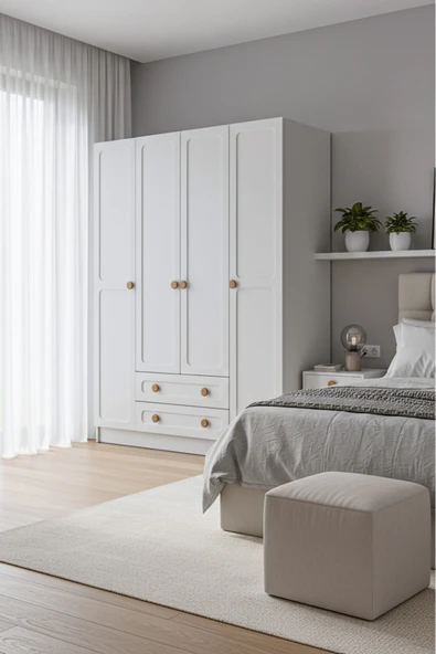 Platinreyon BOHEM 4 KAPAK 2 ÇEKMECE GARDIROP MDF KAPAK - Resim 3