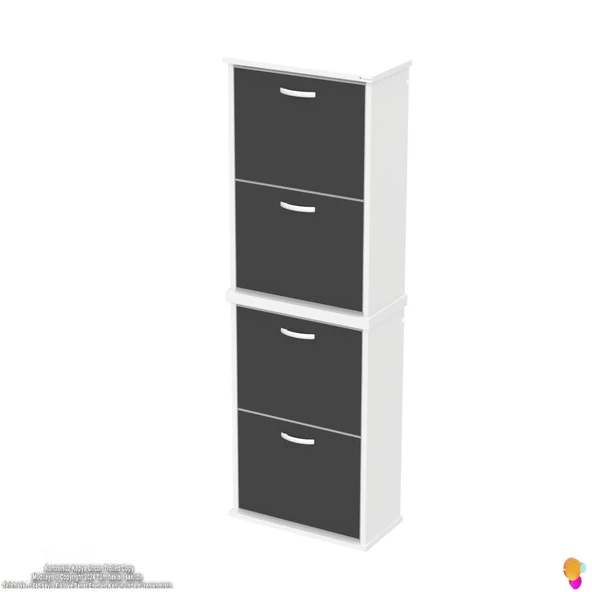 Modilayn UMAY' 2 Li Asma Antre Hol 52x 156x26 cm’ lik 4 Düşer Kapak 8 Raf Bölmeli Ayakkabılık - Resim 6