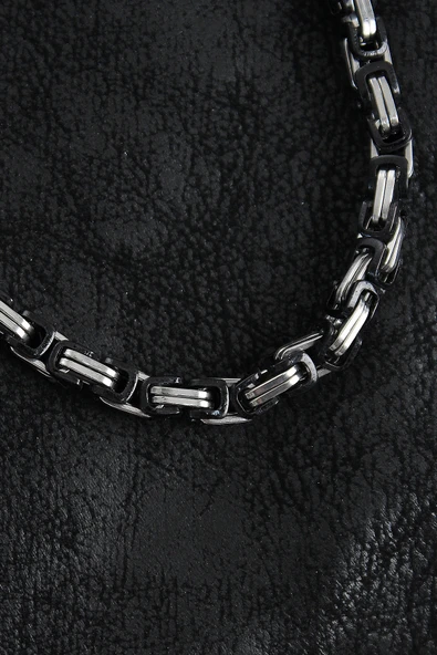 316L Çelik Kral Zincir Model Gümüş Renk Erkek Kolye - TJ-ERK1405 - Resim 2