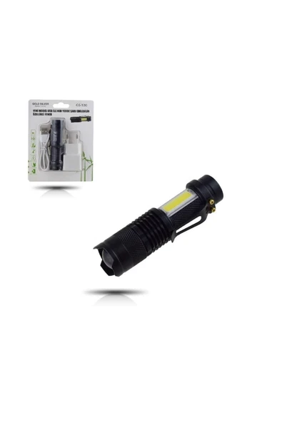Gold Silver Gs-530 Usb Ile Şarj Edilebilir T6 Led El Feneri A ürün görseli 1
