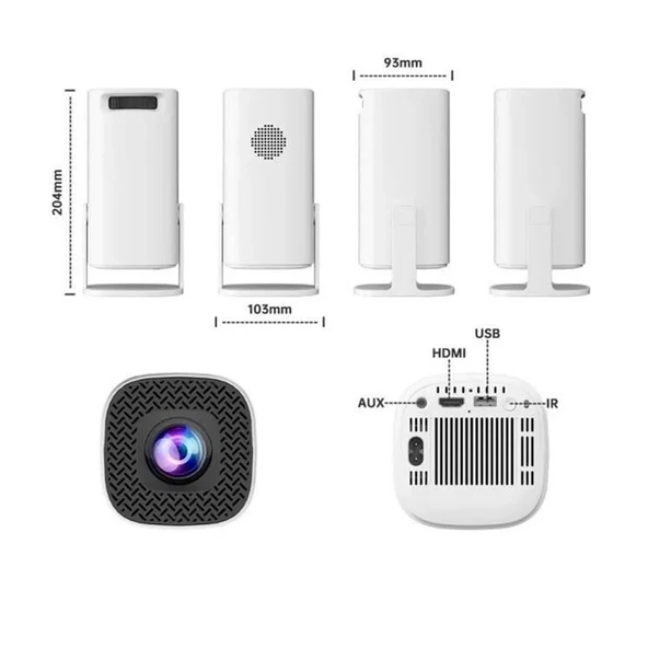 Max Mini Beyaz Taşınabilir Retro Video Konsolu Android Akıllı Projektör Projeksiyon P30 - Resim 3