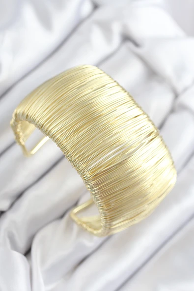 Pirinç Tel Sarma Model Gold Renk Kadın Bileklilk - TJ-BB7893 - Resim 2
