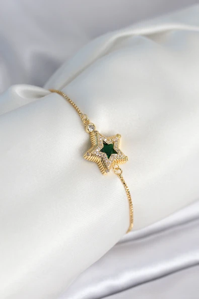 Yıldız Model Asansörlü Gold Renk Kadın Bileklik - TJ-BB8013 ürün görseli 1