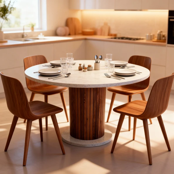 Bohem Oval 4 Kişilik Yemek Masası ürün görseli 1