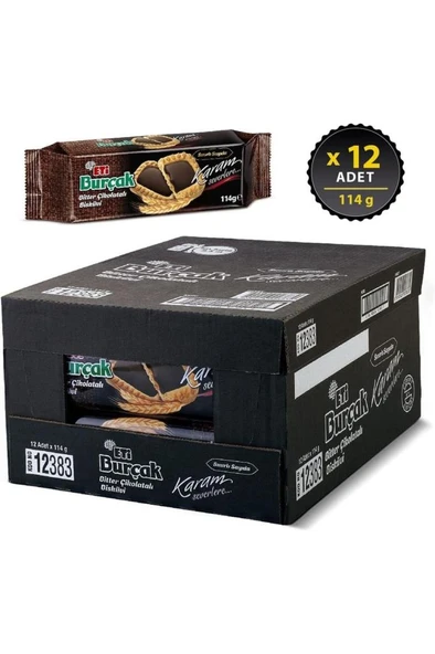 Burçak Bitter Çikolatalı Yulaflı Bisküvi 114 g x 12 Adet ürün görseli 1