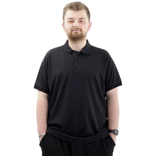 Büyük Beden Erkek Tişört Polo Yaka JAKAR  24337 Siyah ürün görseli 1