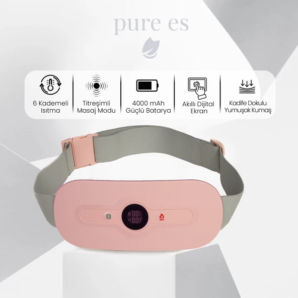 Pure Es Akıllı Isıtıcılı Masaj Kemeri Pembe - Resim 3