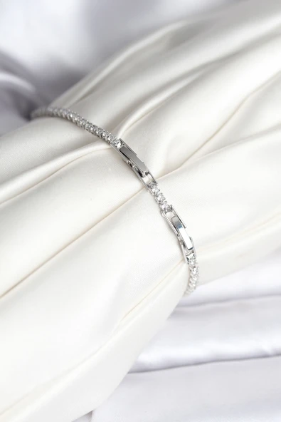 Kutup Yıldızı Model Zirkon Taşlı Gümüş Renk Su Yolu Kadın Bileklik - TJ-BB8107 - Resim 2