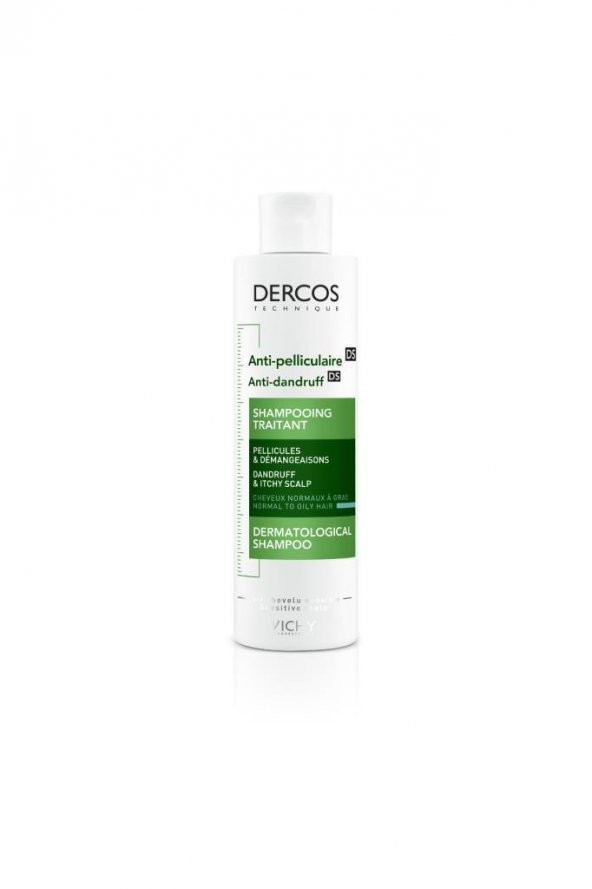 VICHY Dercos Anti-Pelliculaire (Anti-Dandruff) DS GRAS Normal to Oily Hair Shampoo 200 ml - Kepek (Normal, yağlı saç)