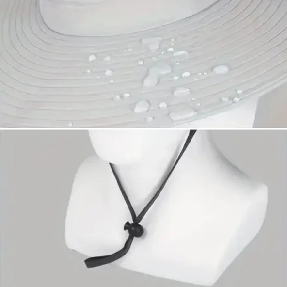 Güneş Koruyuculu Nefes Alabilen Maskeli ve Boyun Kapaklı Geniş Kenarlı Balıkçı Şapkası (5332) - Resim 5