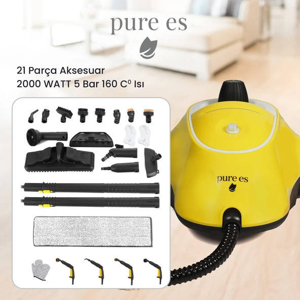 Pure Es Yüksek Basınçlı Buharlı Temizleyici Sarı - Resim 3