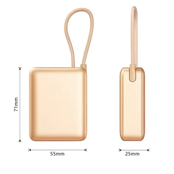 10.000mAh LCD Göstergeli Type-C Giriş & Çıkışlı 20W Dahili Type-C Kablolu Powerbank - Resim 2