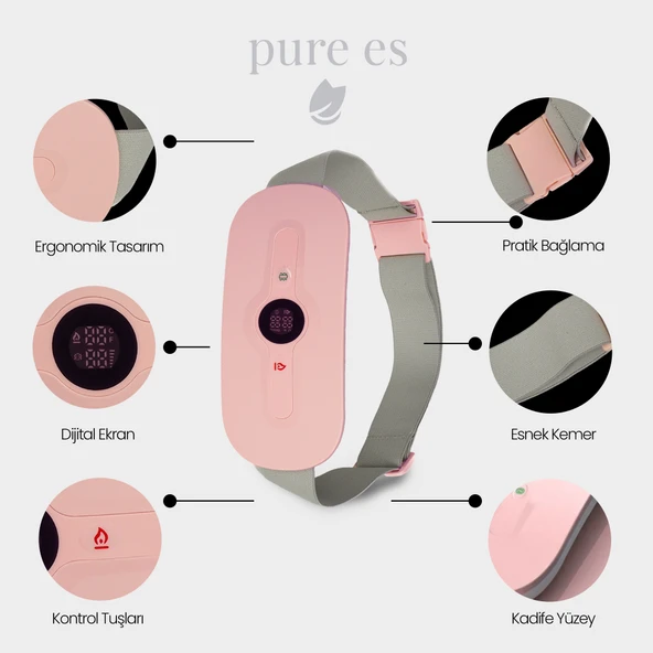 Pure Es Akıllı Isıtıcılı Masaj Kemeri Pembe - Resim 5