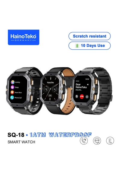 HainoTeko SQ-18 Yeşil Akıllı Saat | Sportif Tasarım, AMOLED Ekran, 1ATM | Bluetooth Arama - Resim 3