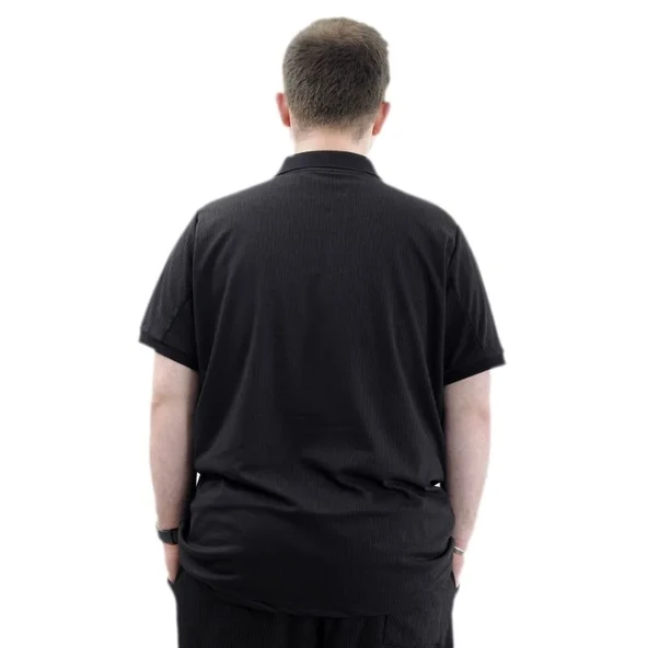 Büyük Beden Erkek Tişört Polo Yaka JAKAR  24337 Siyah - Resim 4