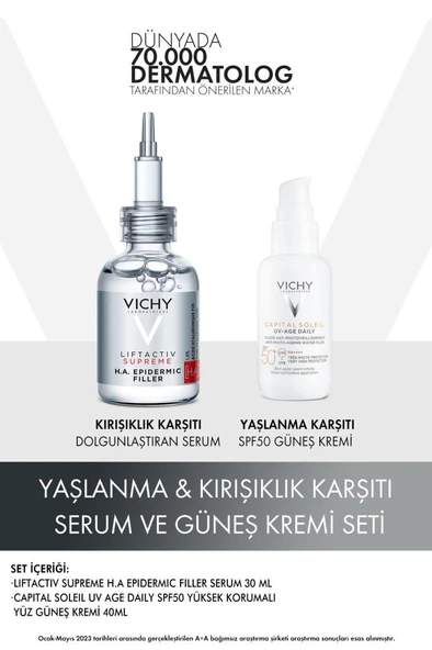 Vichy Liftactiv Supreme H.A. Epidermic Filler Serum 30 ML + UV Age Daily Güneş Kremi 40 Ml-İKİLİ SET ürün görseli 1