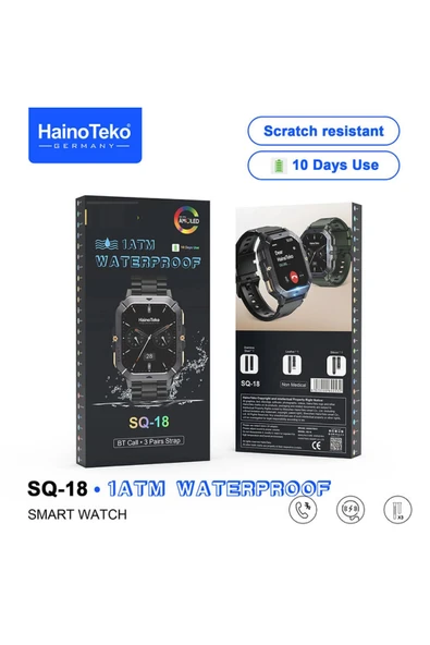 HainoTeko SQ-18 Yeşil Akıllı Saat | Sportif Tasarım, AMOLED Ekran, 1ATM | Bluetooth Arama - Resim 4