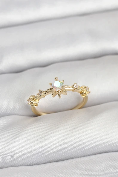 Gold Renk Pirinç Yıldız Model Kadın Yüzük - TJ-BYK3913 ürün görseli 1