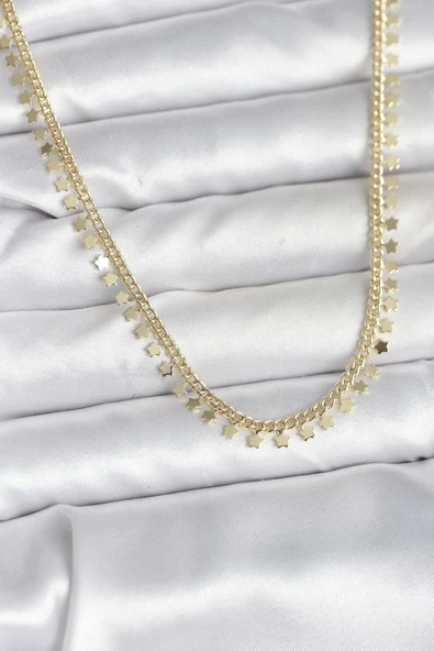 Pirinç Gold Renk Sıralı Yıldız Kadın Kolye - TJ-BKO10724 ürün görseli 1