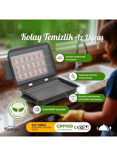 Avrasya Grill Tel Rezistanslı Tepsili Büyük Boy Elektrikli Izgara - Resim 2
