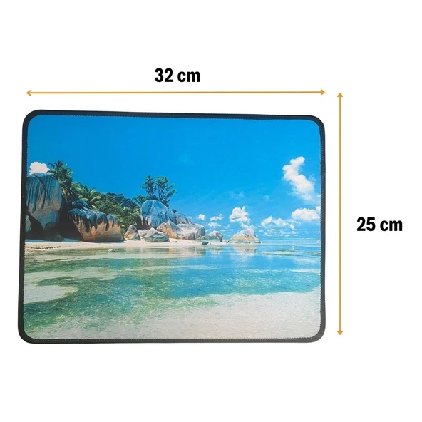 AMS NET® 25x32 cm Küçük Boy Mouse Pad Manzara Ada - Resim 5