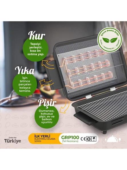 Avrasya Grill Tel Rezistanslı Tepsili Büyük Boy Elektrikli Izgara - Resim 3