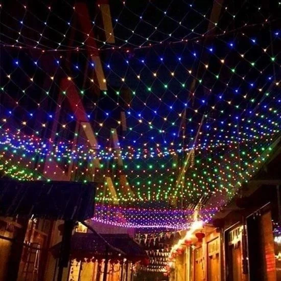 AMS NET® 1x2 Metre Dekoratif File Ağ Perde 192 LED 8 Animasyonlu Farklı Işık Modu RGB Fişli - Resim 7