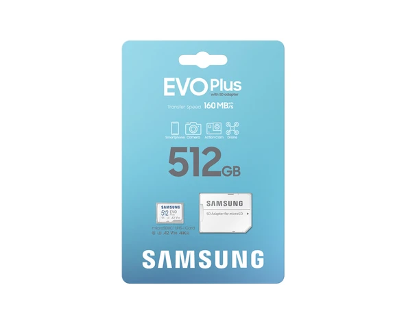 512GB SAMSUNG EVO PLUS MICROSDXC UHS-I U3 V30 A2 160MB/s MB-MC512SA/TR - Resim 8