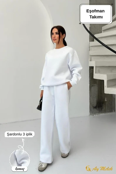 Kadın Eşofman Takımı Mevsimlik Alt-Üst (3 İplik) Kışlık Şardonlu Takım - Resim 9