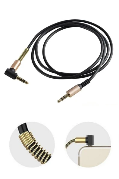 AMS NET®  3.5mm AUX Kablosu Jak Erkek Erkek L Tipi 1 Metre Ses Aktarım Kablosu - Resim 10