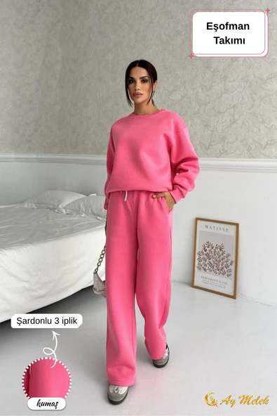 Kadın Eşofman Takımı Mevsimlik Alt-Üst (3 İplik) Kışlık Şardonlu Takım ürün görseli 1