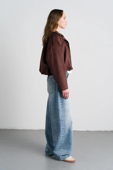 Kahverengi Süet Bomber Ceket - Resim 2