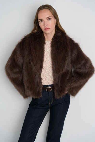 Kahverengi Kısa Suni Kürk - Resim 5