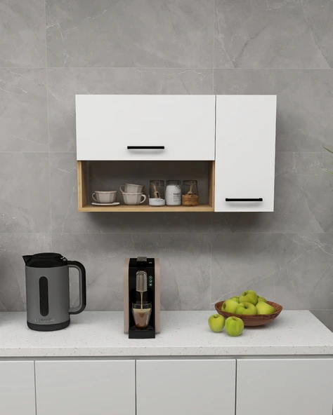 Arnetti Akasya Çok Amaçlı Dolap - Safirmeşe Beyaz Banyo ve Mutfak Kapaklı Saklama Dolabı ürün görseli 1