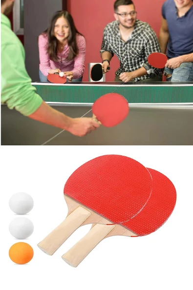 Ping Pong Masa Tenisi Seti Tenis Raketi Seti 2 Raket + 3 Ping Pong Topu  Spor Aksesuarları ürün görseli 1
