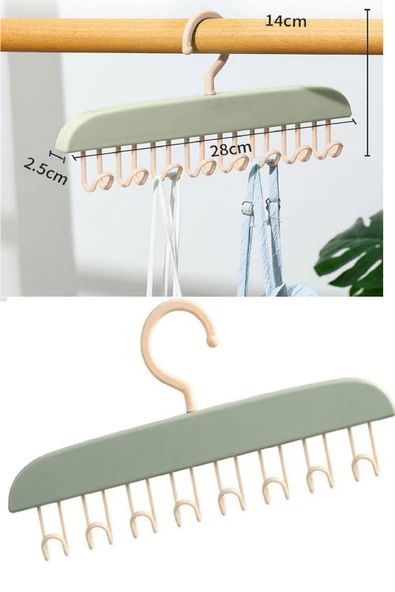 Dolap içi Elbise Askısı 8 Kancalı Dayanıklı Plastik İç Çamaşır Kravat Mayo Askısı - Resim 3