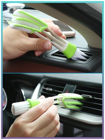 Çift Taraflı Araç Detaylı Temizlik Fırçası Kalorifer Izgarası- Klavye Fırçası - Resim 3