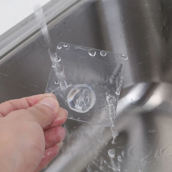 Su Geçirmez Kendinden Yapışkanlı Ultra Güçlü Şeffaf Askı 2 Adet - Resim 5