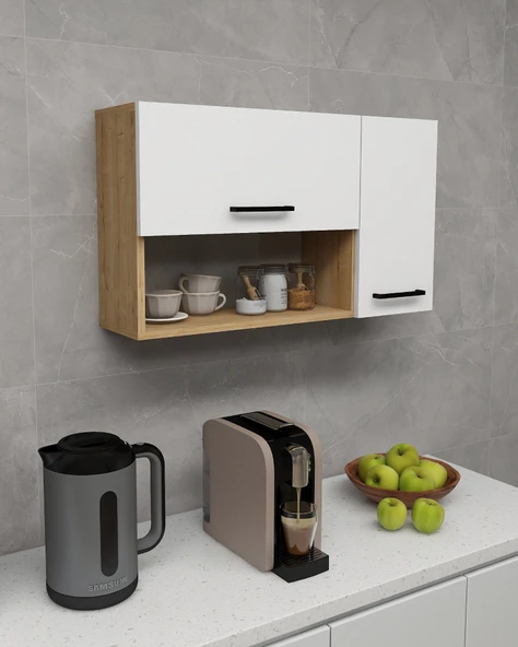 Arnetti Akasya Çok Amaçlı Dolap - Safirmeşe Beyaz Banyo ve Mutfak Kapaklı Saklama Dolabı - Resim 3