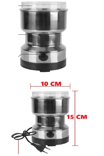 4 Bıçaklı Elektrikli Öğütücü Blender Kahve Fındık Baharat Tahıl Biber Değirmeni - Resim 3