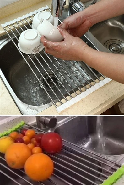 Paslanmaz Katlanır Multi Bulaşıklık - Tabaklık - Kurutmalık- Sebze Yıkama Aparatı ürün görseli 1