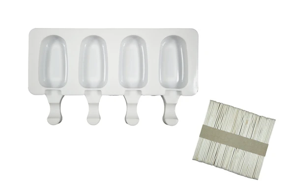 Silikon Magnum Model 4lü Mini Meybuz Dondurma Kalıbı (20 Adet Çubuk Hediye) - Resim 2