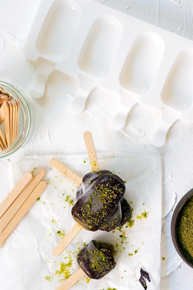 Silikon Magnum Model 4lü Mini Meybuz Dondurma Kalıbı (20 Adet Çubuk Hediye) ürün görseli 1