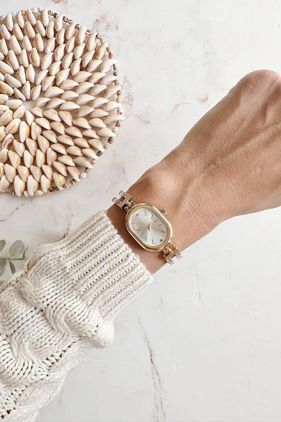 Thalos Gold Taşlı Kordon Kadın Kol Saati ürün görseli 1