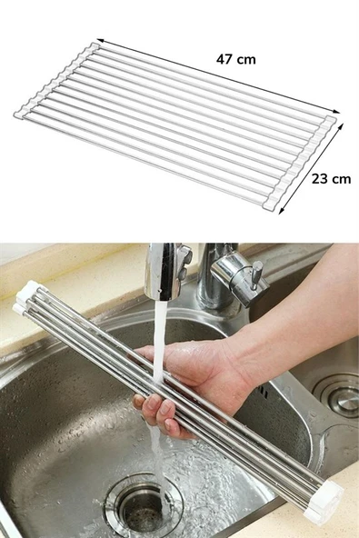 Paslanmaz Katlanır Multi Bulaşıklık - Tabaklık - Kurutmalık- Sebze Yıkama Aparatı - Resim 4