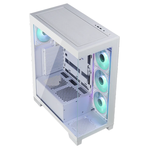 BitFenix W808 850W 80+ Bronze Tempered Glass ARGB USB 3.0 ATX Mid Tower Beyaz Kasa BFC-WB85WWGSW-4A - Resim 2