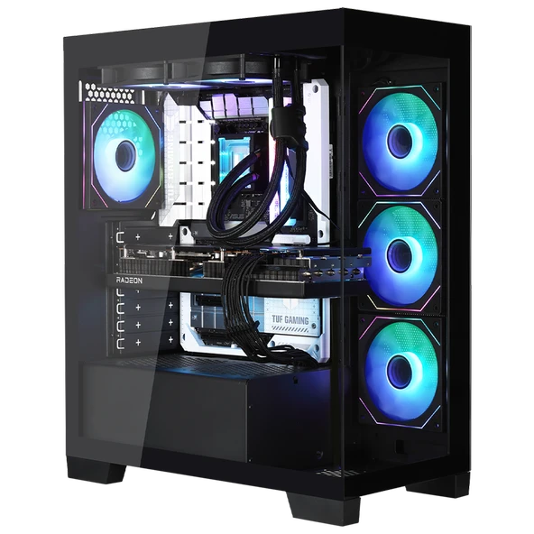 BitFenix W808 850W 80+ Bronze Tempered Glass ARGB USB 3.0 ATX Mid Tower Siyah Kasa BFC-W85KKGSK-4A - Resim 4