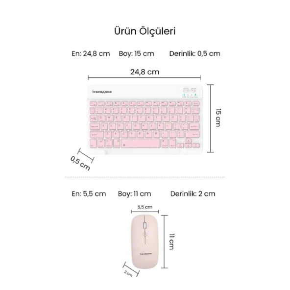 Pembe Kablosuz Klye Ve Mouse Seti - Resim 3