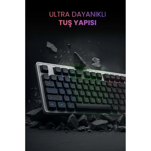 Kablolu Işıklı Gaming Standart Türkçe Q Klye Ve Mouse Seti - Resim 2
